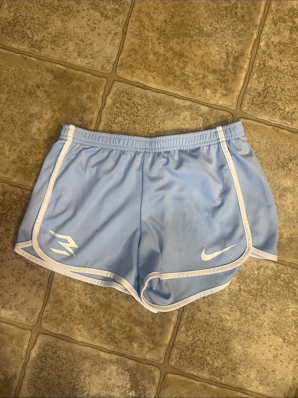 Nike Pastel Blue Mesh Athletic Shorts with White Trim